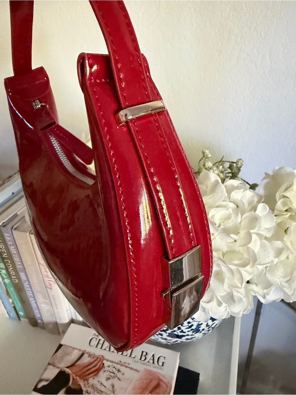 Patent Red Crescent Shoulder Bag - Women - Picture 3 of 3